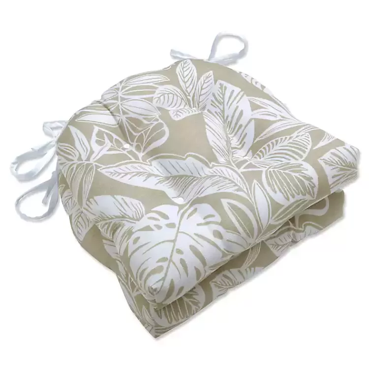 Beige Leaves Tufted 2-pc. Outdoor Cushions>Kirklands Home Online
