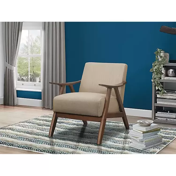 Beige Mid-Century Hazel Wood Frame Accent Chair>Kirklands Home Cheap