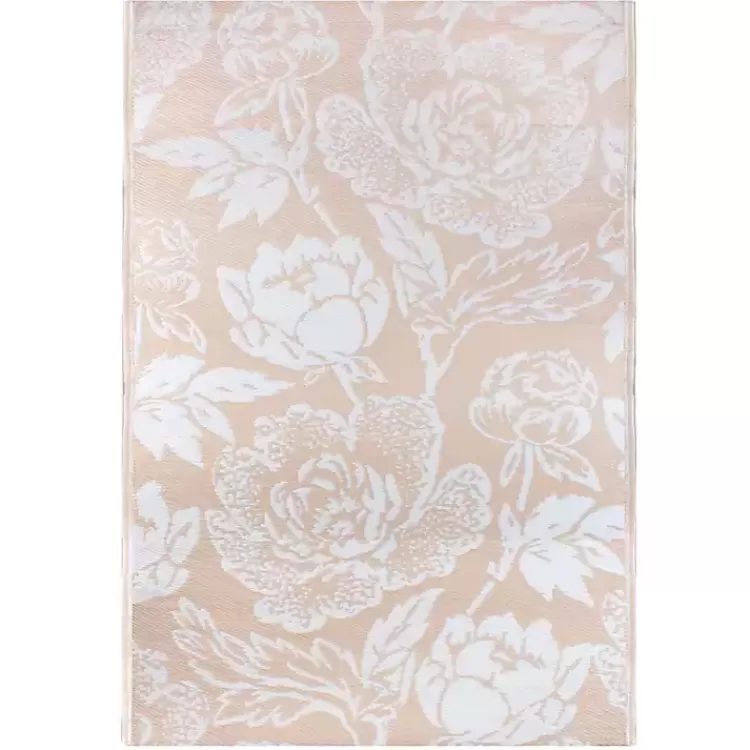 Beige Roses Outdoor Area Rug, 4x6>Kirklands Home Online