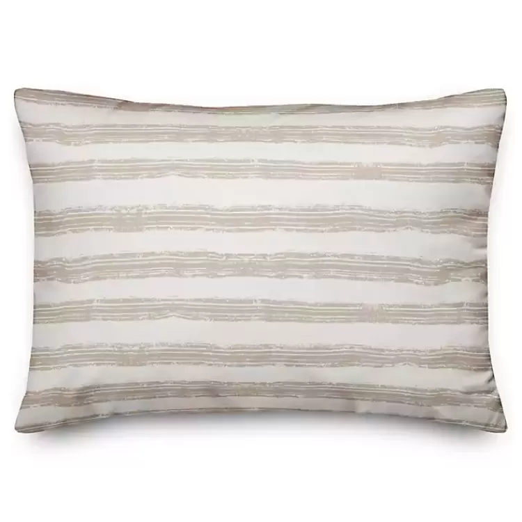 Beige Stripes Outdoor Lumbar Pillow>Kirklands Home Online