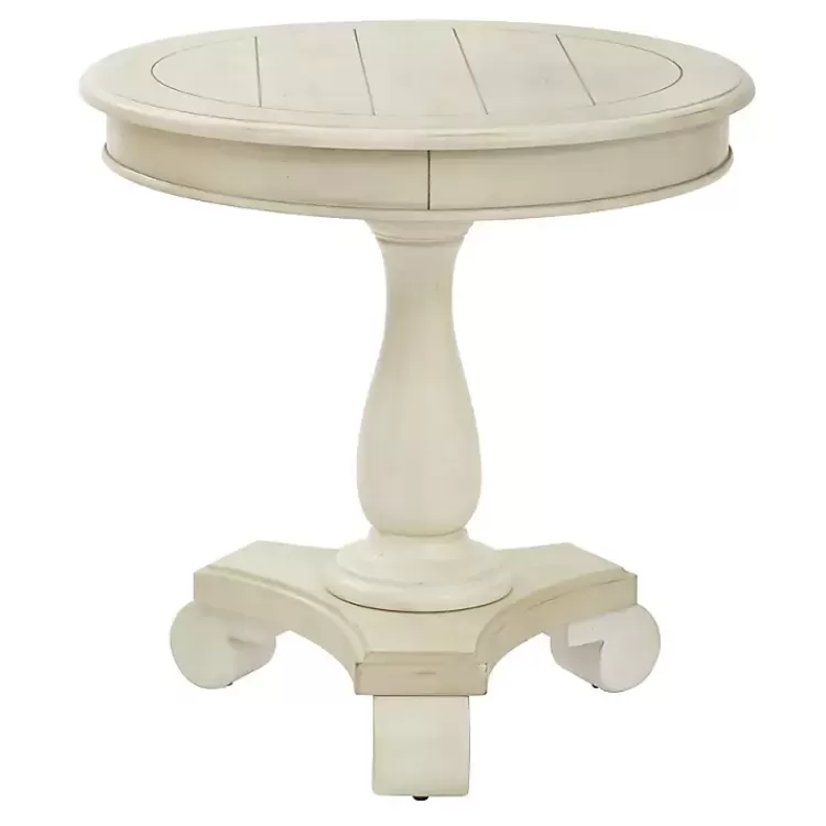Beige Traditional Round Pedestal Accent Table>Kirklands Home Clearance