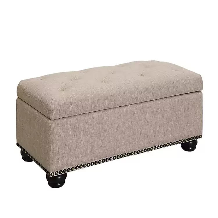 Beige Tufted Jess Storage Ottoman Bench>Kirklands Home Cheap