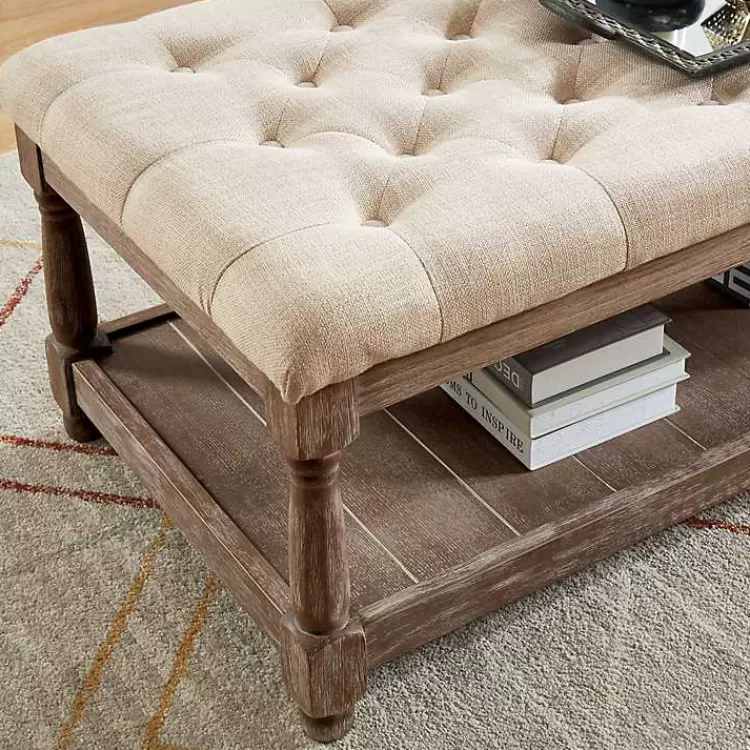 beige_tufted_linen_and_wood_bench_2.webp Beige Tufted Linen and Wood Bench>Kirklands Home Clearance