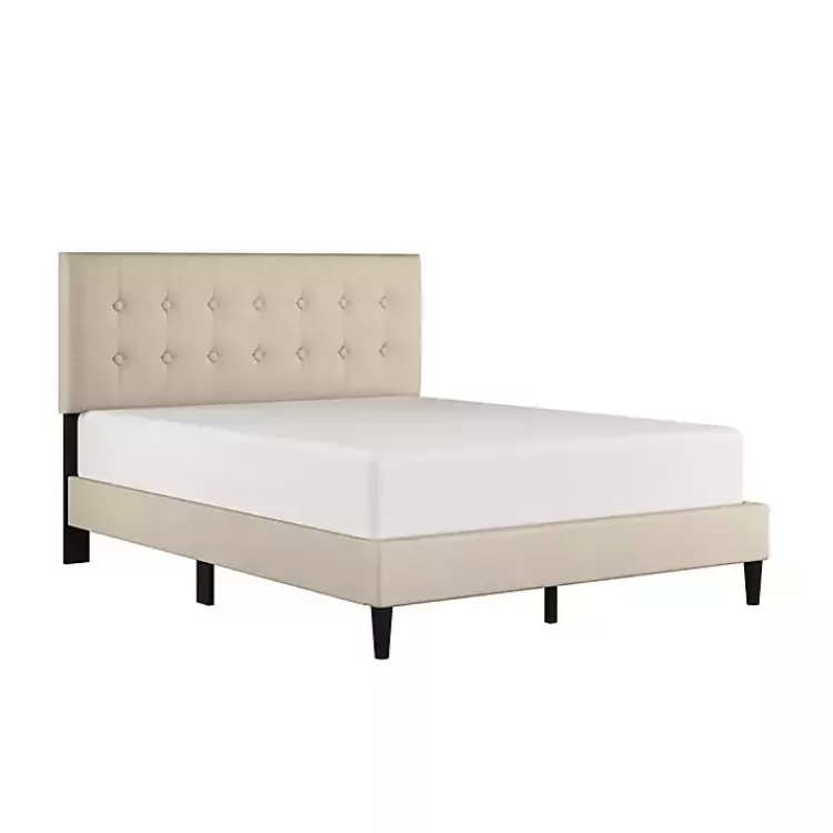 Beige Tufted Low Profile Platform Queen Bed>Kirklands Home Store