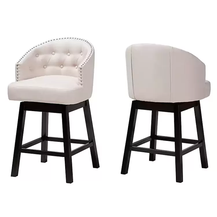 Beige Tufted Seat Swivel Counter Stools, Set of 2>Kirklands Home Outlet