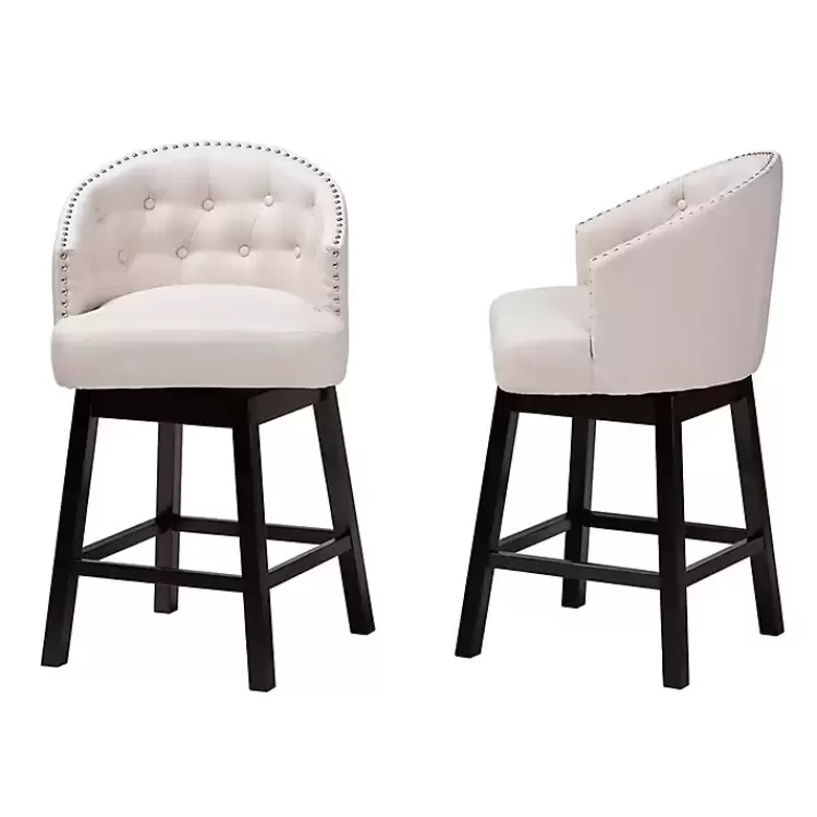 beige_tufted_seat_swivel_counter_stools_set_of__2.webp Beige Tufted Seat Swivel Counter Stools, Set of 2>Kirklands Home Outlet