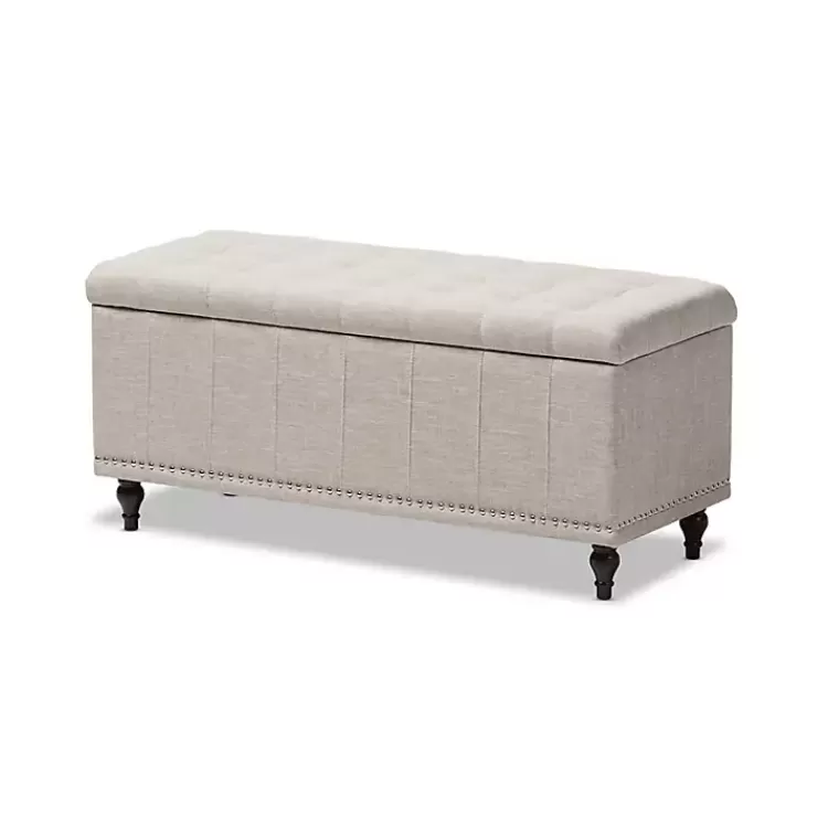 Beige Tufted Upholstery Storage Ottoman>Kirklands Home Sale
