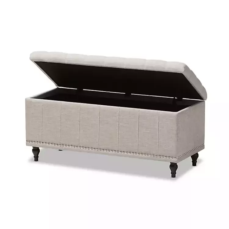Beige Tufted Upholstery Storage Ottoman>Kirklands Home Sale