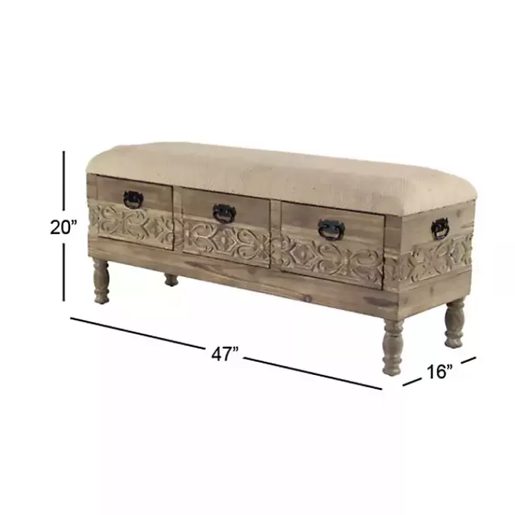 beige_upholstered_acanthus_carved_wooden_bench_4.webp Beige Upholstered Acanthus Carved Wooden Bench>Kirklands Home Best