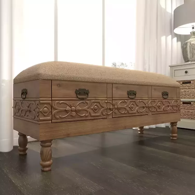 beige_upholstered_acanthus_carved_wooden_bench_7.webp Beige Upholstered Acanthus Carved Wooden Bench>Kirklands Home Best
