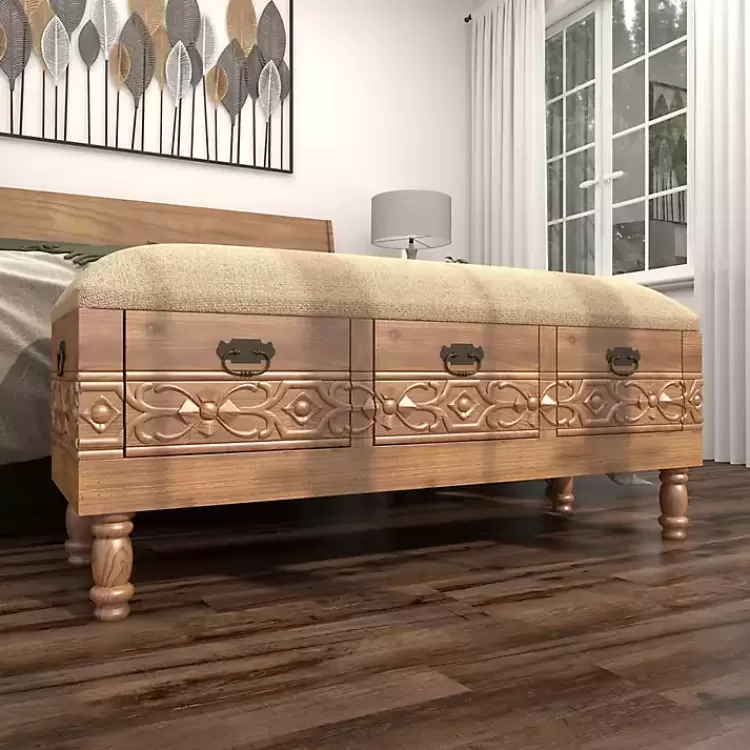 beige_upholstered_acanthus_carved_wooden_bench_8.webp Beige Upholstered Acanthus Carved Wooden Bench>Kirklands Home Best