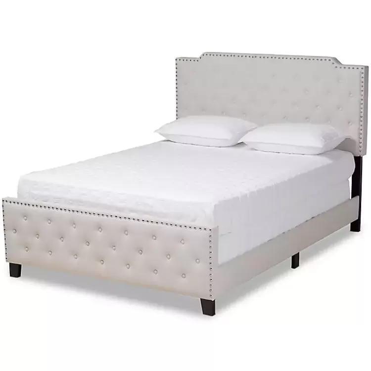 Beige Upholstered Button Tufted King Panel Bed>Kirklands Home Cheap