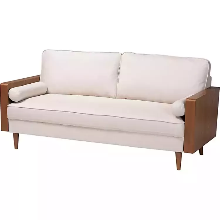 Beige Upholstered Harley Walnut Sofa>Kirklands Home Clearance