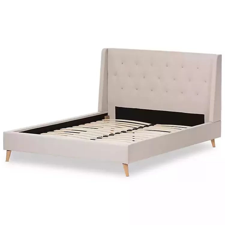 beige_upholstered_wingback_queen_platform_bed_2.webp Beige Upholstered Wingback Queen Platform Bed>Kirklands Home Best Sale