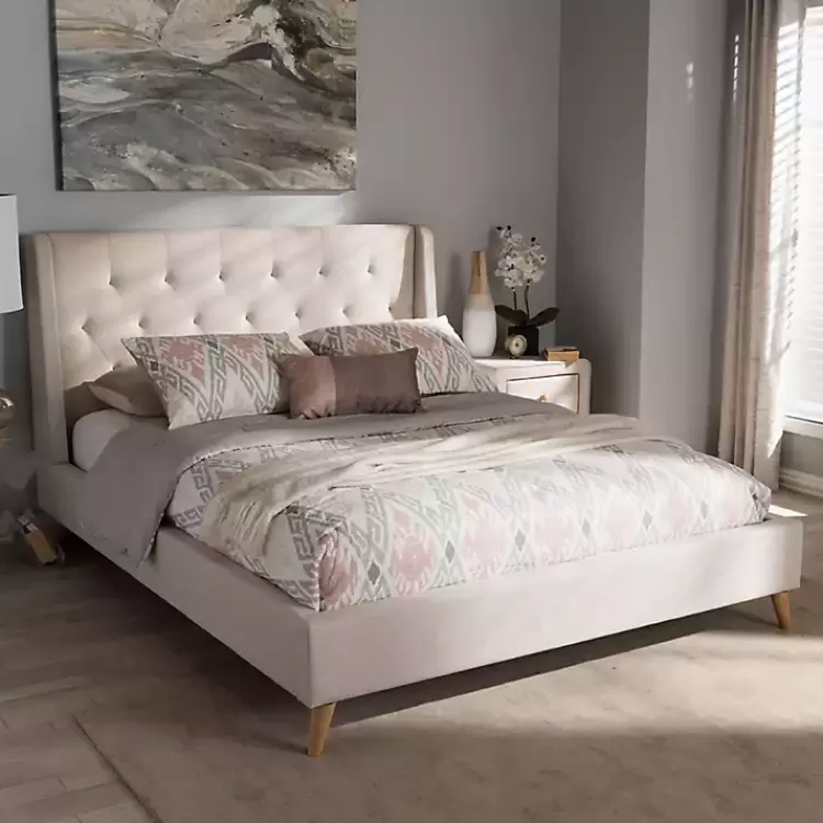 beige_upholstered_wingback_queen_platform_bed_5.webp Beige Upholstered Wingback Queen Platform Bed>Kirklands Home Best Sale