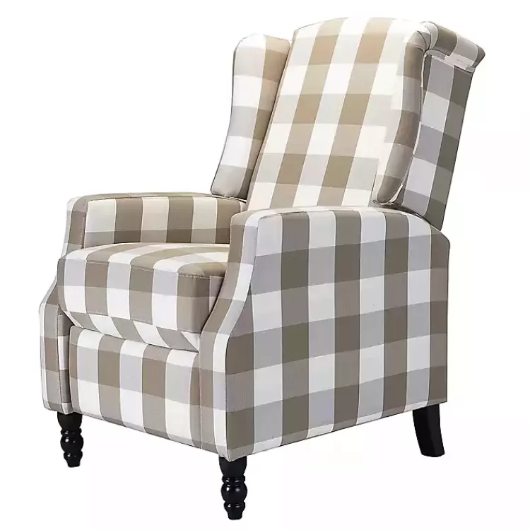 Beige Windowpane Plaid Recliner>Kirklands Home New