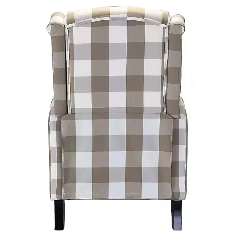 beige_windowpane_plaid_recliner_3.webp Beige Windowpane Plaid Recliner>Kirklands Home New