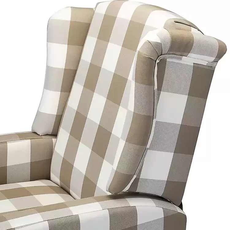 beige_windowpane_plaid_recliner_5.webp Beige Windowpane Plaid Recliner>Kirklands Home New