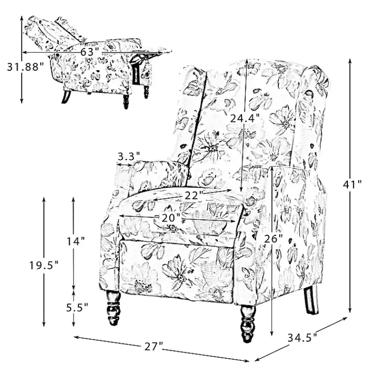 beige_windowpane_plaid_recliner_8.webp Beige Windowpane Plaid Recliner>Kirklands Home New