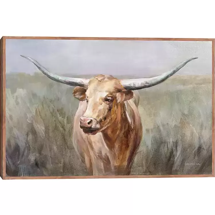 Big Sky Longhorn Framed Canvas Art Print>Kirklands Home Cheap