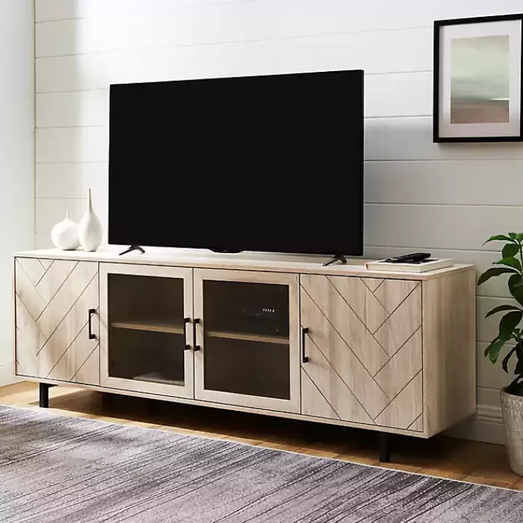 Birch Wood Herringbone 4-Door TV Sd>Kirklands Home Outlet
