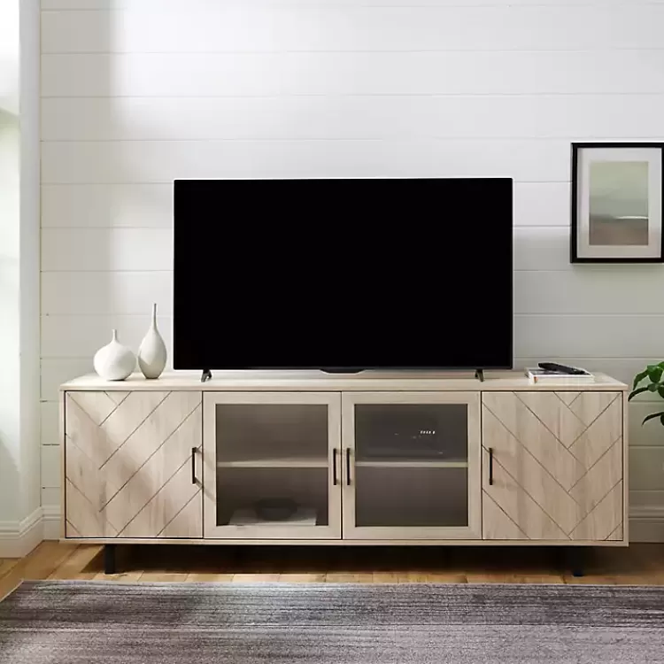 Birch Wood Herringbone 4-Door TV Sd>Kirklands Home Outlet