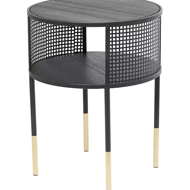 & Gold Metal Mesh Round Accent Table>Kirklands Home Discount