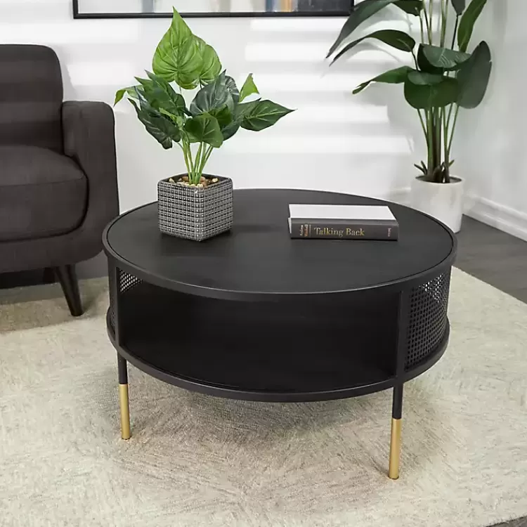 black__gold_metal_mesh_round_coffee_table_4.webp & Gold Metal Mesh Round Coffee Table>Kirklands Home Cheap