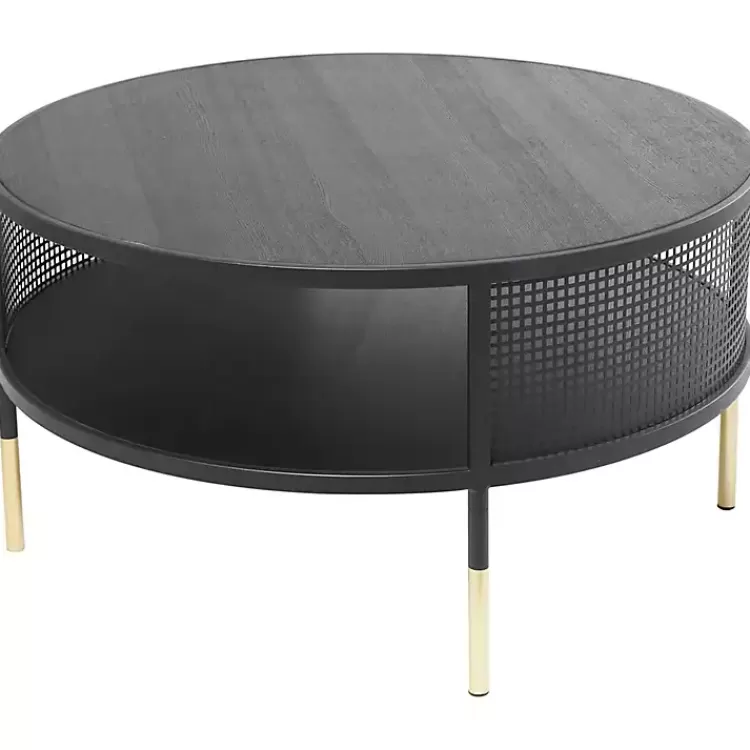 black__gold_metal_mesh_round_coffee_table_5.webp & Gold Metal Mesh Round Coffee Table>Kirklands Home Cheap