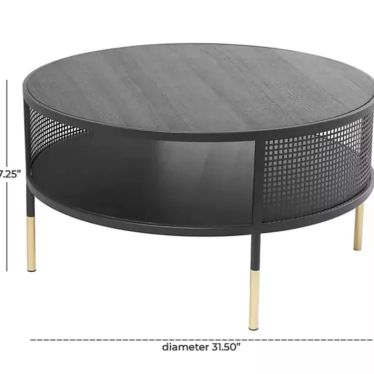 black__gold_metal_mesh_round_coffee_table_6.webp & Gold Metal Mesh Round Coffee Table>Kirklands Home Cheap