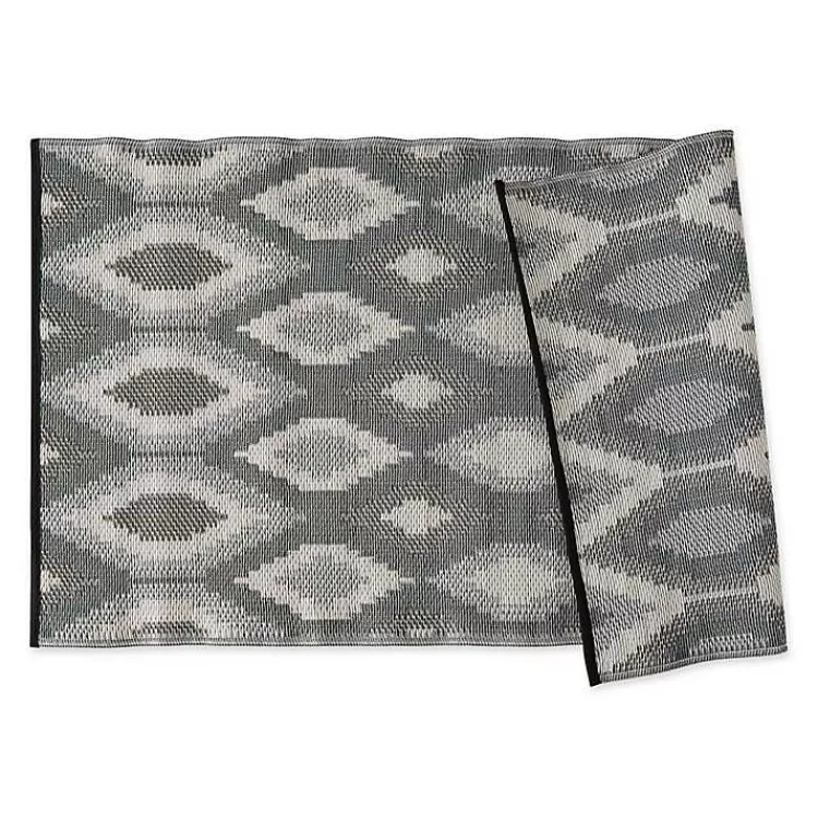 Black & Gray Diamond Stripe Outdoor Area Rug, 4x6>Kirklands Home Discount