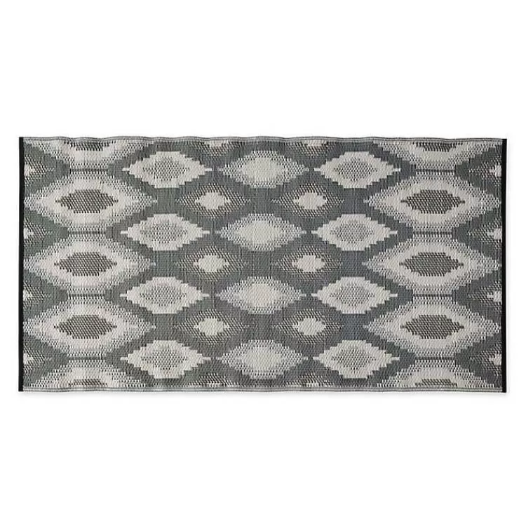 Black & Gray Diamond Stripe Outdoor Area Rug, 4x6>Kirklands Home Discount