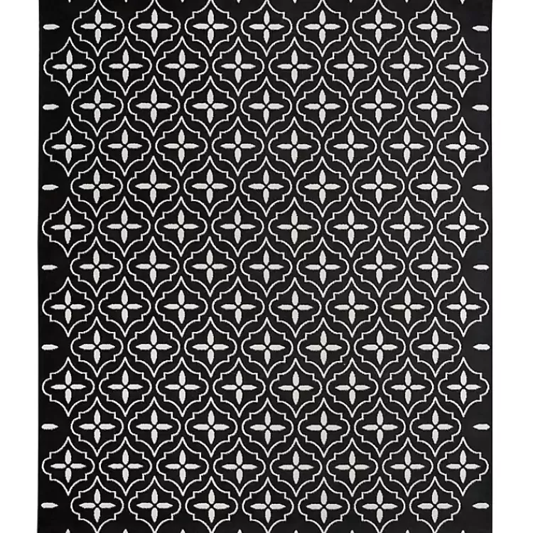 Black & Ivory Quatrefoil Indoor/Outdoor Rug, 5x7>Kirklands Home Flash Sale