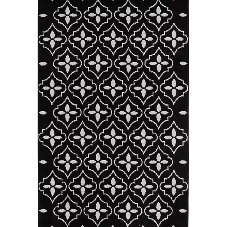 Black & Ivory Quatrefoil Indoor/Outdoor Rug, 4x6>Kirklands Home Clearance