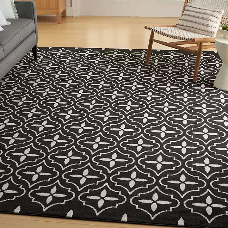 black__ivory_quatrefoil_indooroutdoor_rug_x_2-1.webp Black & Ivory Quatrefoil Indoor/Outdoor Rug, 5x7>Kirklands Home Flash Sale