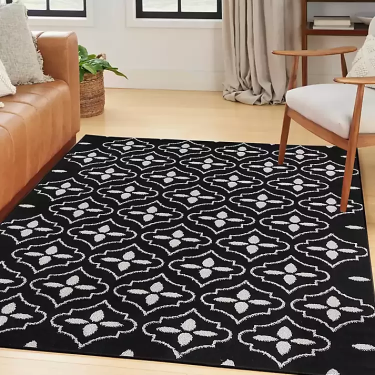 black__ivory_quatrefoil_indooroutdoor_rug_x_2.webp Black & Ivory Quatrefoil Indoor/Outdoor Rug, 4x6>Kirklands Home Clearance