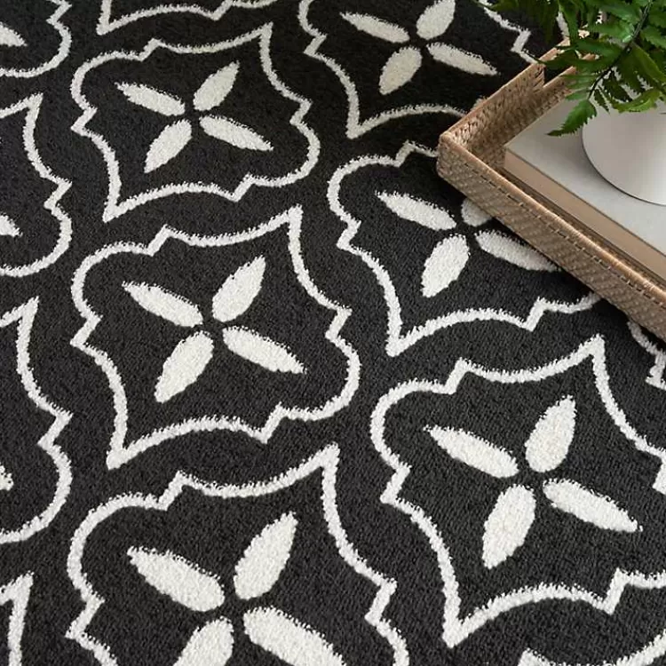 black__ivory_quatrefoil_indooroutdoor_rug_x_3.webp Black & Ivory Quatrefoil Indoor/Outdoor Rug, 4x6>Kirklands Home Clearance