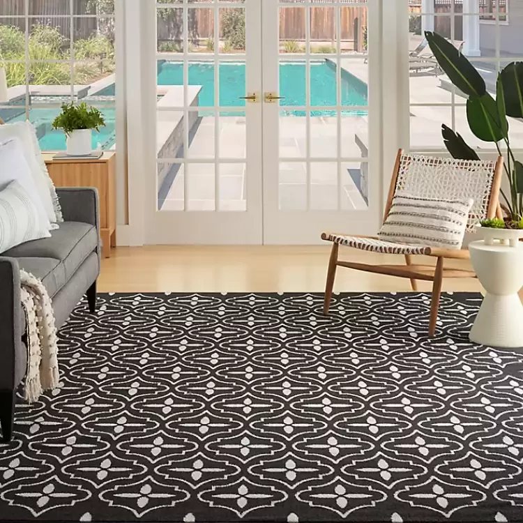 black__ivory_quatrefoil_indooroutdoor_rug_x_4-1.webp Black & Ivory Quatrefoil Indoor/Outdoor Rug, 5x7>Kirklands Home Flash Sale