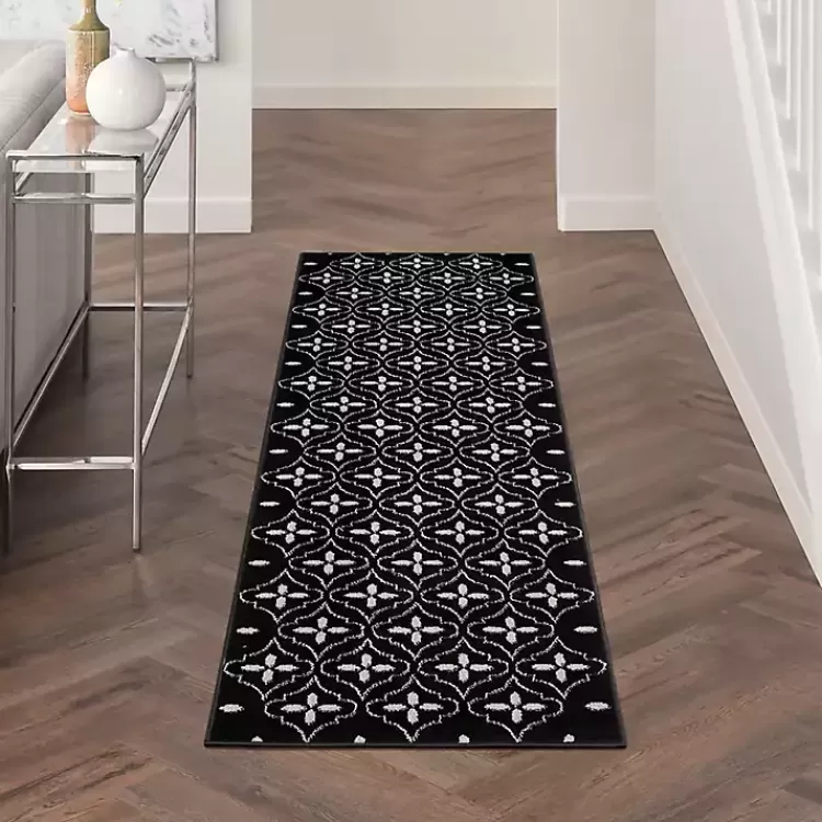 Black & Ivory Quatrefoil Indoor/Outdoor Runner>Kirklands Home Clearance