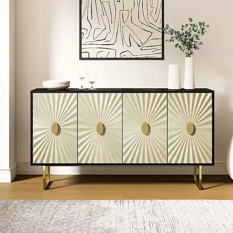 Black & Ivory Sunburst 4-Door Sideboard>Kirklands Home Best Sale