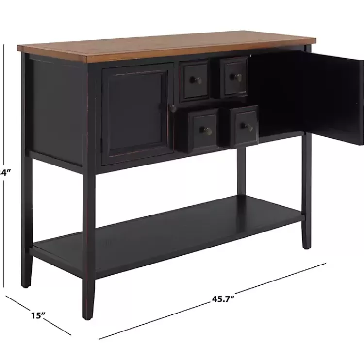 black__oak_drawer_charlotte_sideboard_5.webp & Oak 4-Drawer Charlotte Sideboard>Kirklands Home Fashion
