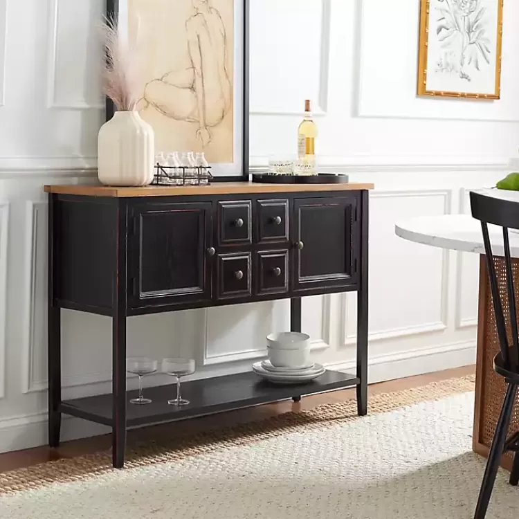 black__oak_drawer_charlotte_sideboard_9.webp & Oak 4-Drawer Charlotte Sideboard>Kirklands Home Fashion