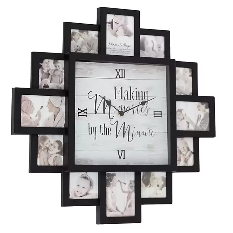 Black 12 Photo Frame Collage Clock>Kirklands Home Cheap