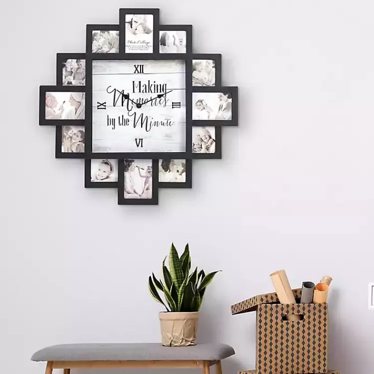 Black 12 Photo Frame Collage Clock>Kirklands Home Cheap
