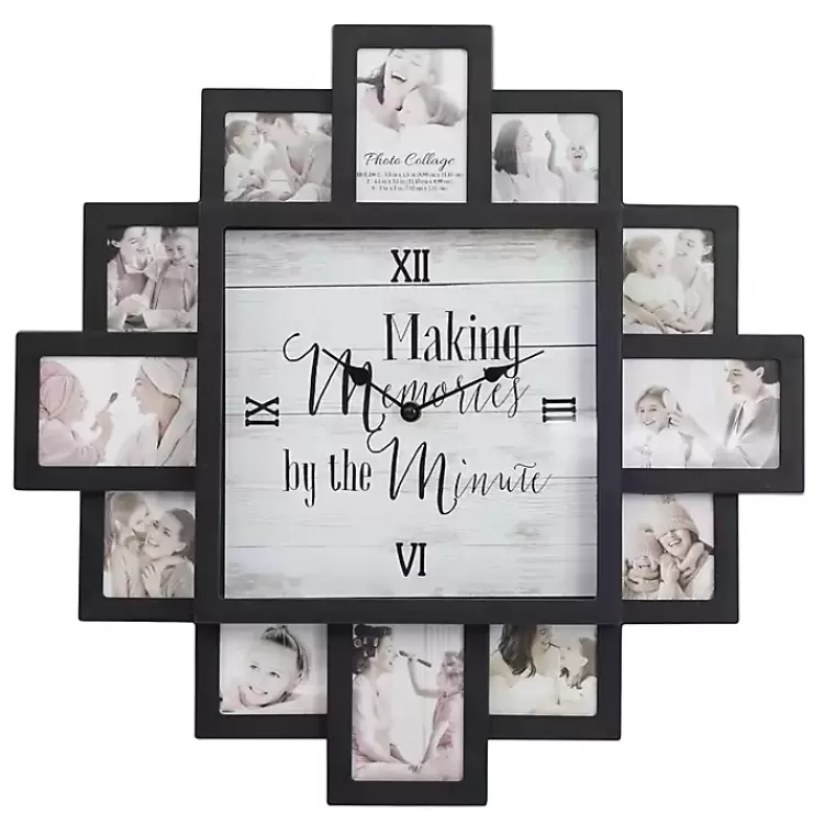 black__photo_frame_collage_clock_4.webp Black 12 Photo Frame Collage Clock>Kirklands Home Cheap