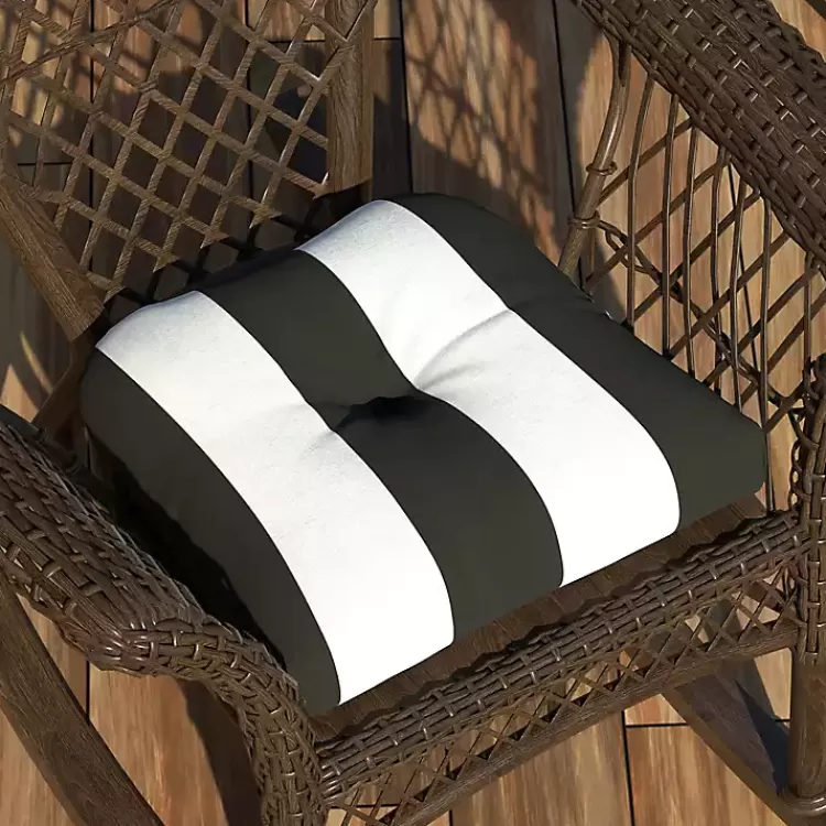 Black & White Awning Stripe Outdoor Chair Cushion>Kirklands Home Fashion