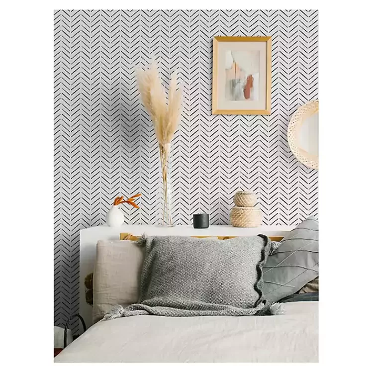 Black & White Chevron Peel & Stick Wallpaper>Kirklands Home Online