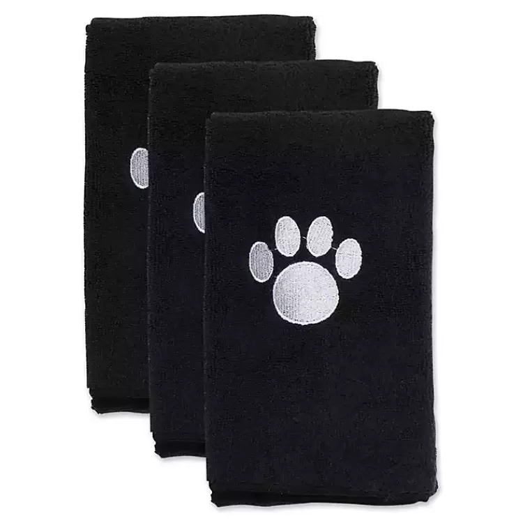 Black & White Embroidered Paw Pet Towels, Set of 3>Kirklands Home Best Sale