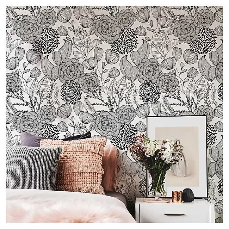& White Floral Garden Peel & Stick Wallpaper>Kirklands Home Hot
