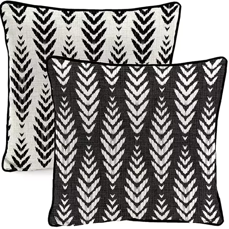 Black & White Geometric Leaves Outdoor Pillow>Kirklands Home Online